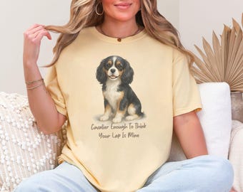Comfort Colors Cavalier King Charles Shirt, Watercolor Dog Mom Tee, Cavalier Owner Gift, CKCS Lover Top, Tricolor Cavalier Apparel