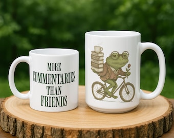 Reformed Theology Mug • Calvinist Gift for Book Lovers • Christian Coffee Cup • Frog Reading Art • Pastor or Seminary Student Gift