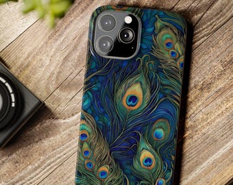 Elegant Peacock Slim Phone Cases, Artistic Phone Cover, Unique Gift for Bird Lovers, Birthday, Nature-Inspired Design, Animal Lover