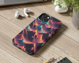 Mountain Landscape Tough Phone Case, Colorful Artistic Bold Mountains Phone Cover, Protective Case for Outdoor Enthusiasts, Nature Lovers,