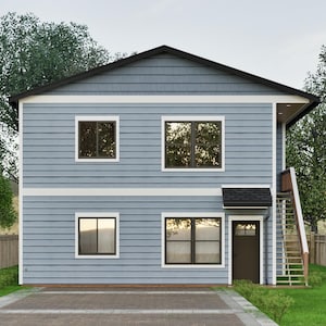 Tiny Home Duplex Plan | 1,996 sq. ft. ADU Duplex with Stacked Units | Craftsman Duplex Design | Two-Story Duplex House Plans