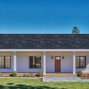 3-Bed Country Ranch House Plan | 1,560 sq. ft. Single-Level Ranch Home | 52x49 Custom Floor Plan | Energy-Efficient Family Home