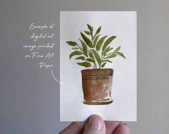 Digital Download - ACEO - Watercolor Art Print - "Sage in Terracotta"