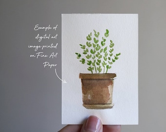 Digital Download - ACEO - Watercolor Art Print - "Thyme in Terracotta"