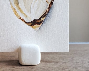 Miniature Art Holder // Display - Handmade Clay Art Object - White Mini Cube