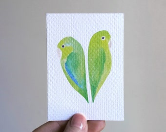 Open Edition Print - ACEO - Watercolor Painting - "Love Birds"