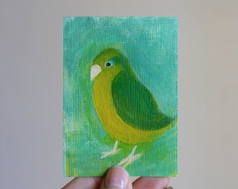 Original ACEO Acrylic Painting - Parrotlet - Tiny Art