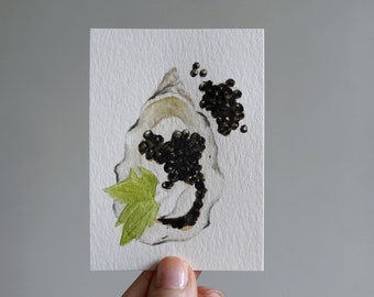 Original ACEO Watercolor Painting - "Caviar Dream"