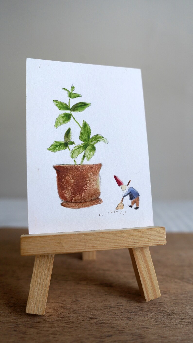 Original ACEO Watercolor Painting Little Helper No. 06 image 3