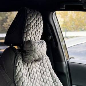 Premium Alcantara Seat Covers – Dark Grey Honeycomb | Universal Fit | Elegant & Durable Car Seat Protectors | Stylish Auto Interior Upgrade