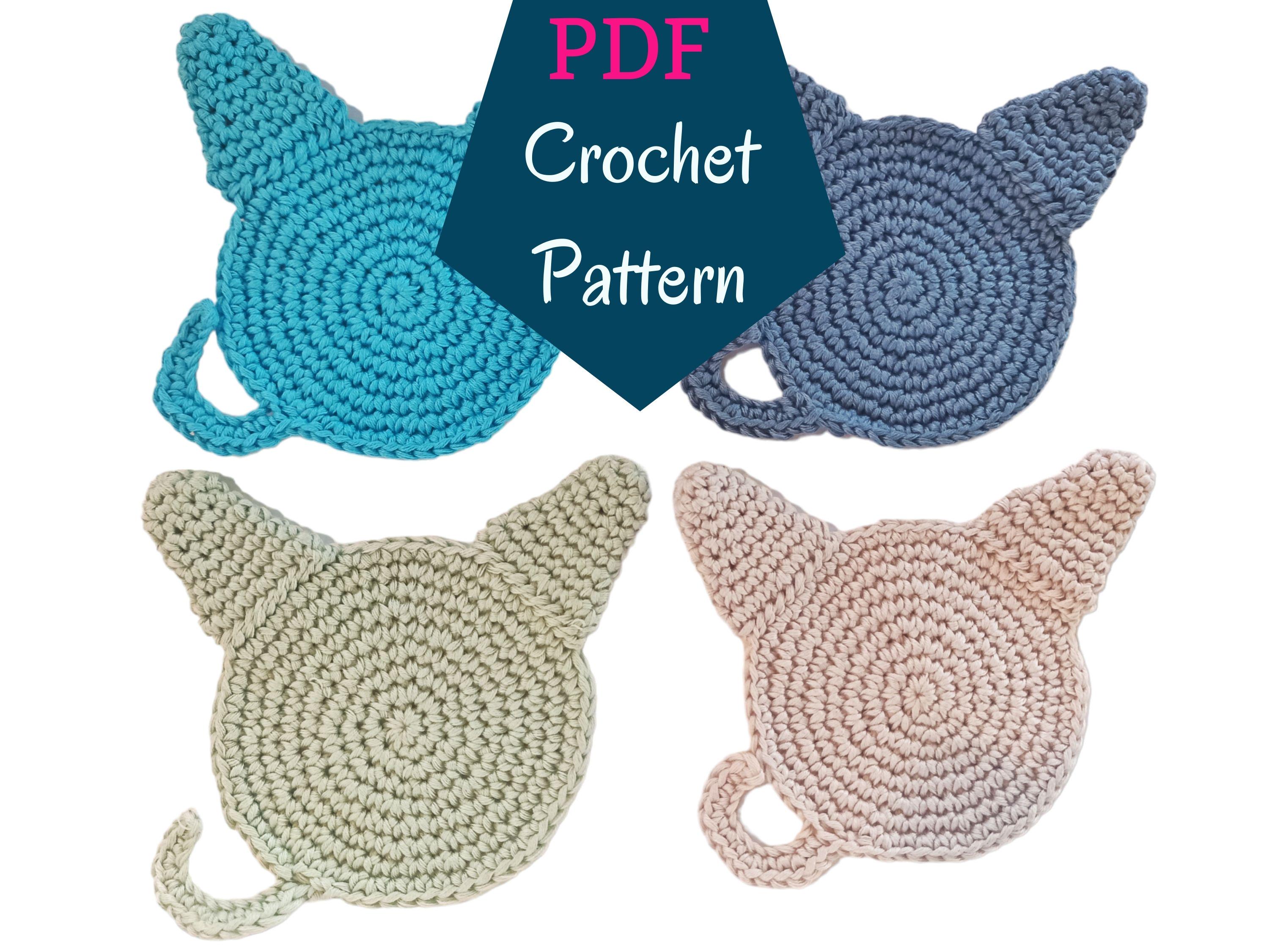 37 Cat Coaster Crochet Patterns for Cat Lovers, Gifts, and Cozy Home Decor 4 Crochet Pattern Cat Face Coaster file with step-by-step