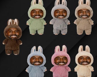 Custom Kanye-style Labubu Pendant Emoji Avatar,Personalized Funny Keychain,Labubu Clothing Gift,Labubu Accessory,17 cm (doll not included)