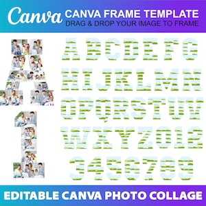 Canva Letters Numbers Frame Template Transparent Design Photo Fill BorderEditable Printable Download Digital File Birthday 1 2 3 4 5 6 7 8 9