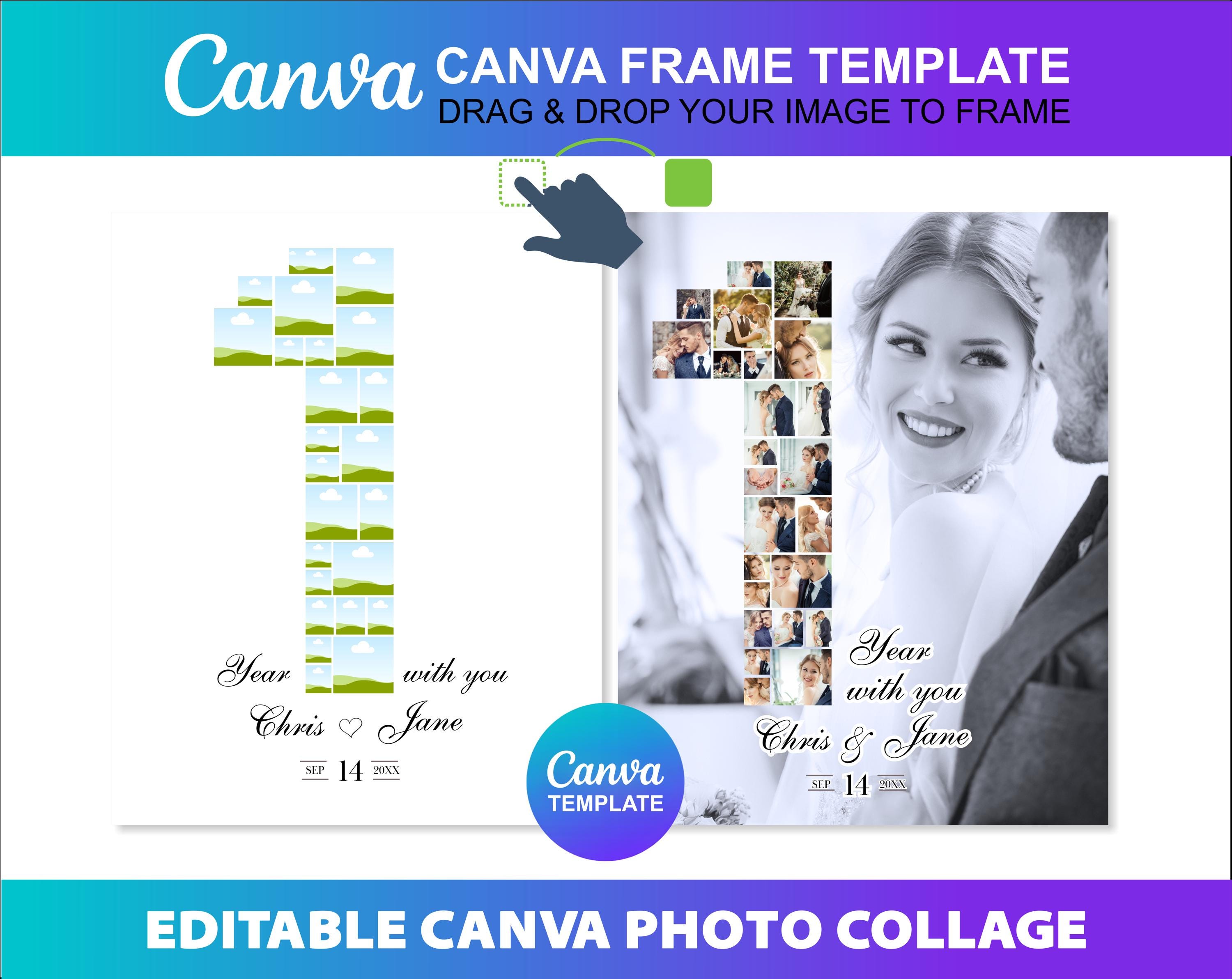 Canva 1 Aniversary Photo Collage Canva Frame Template Wedding ...