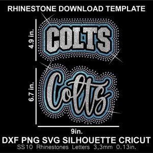 Colts Rhinestone and Htv Vinyl Bundle Template Team Mascot Shirt Silhouette Cricut Svg Cut Download Digital File SS10 Football Sweatshirt