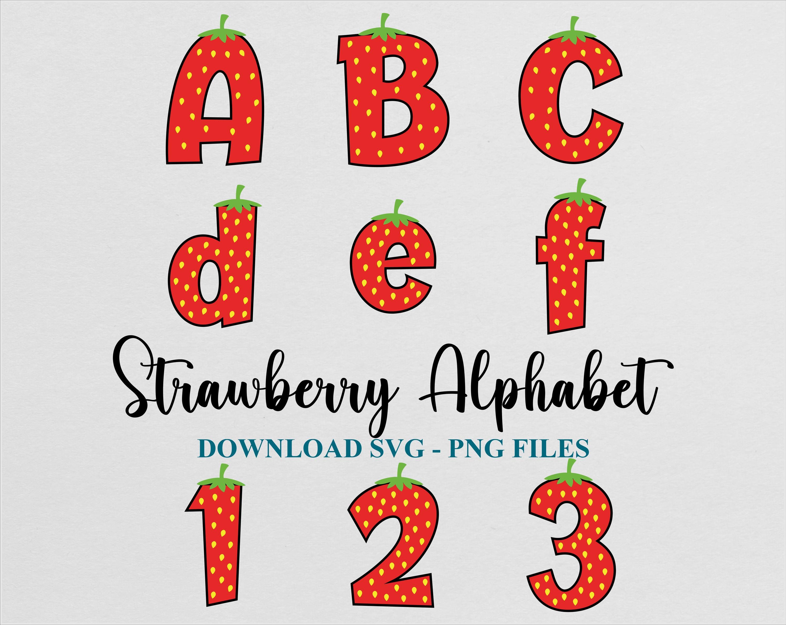 Strawberry Alphabet Clipart Bundle: SVG, PNG, Font (digital Download ...