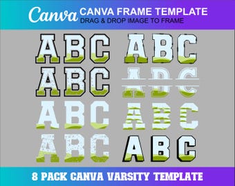 Canva Varsity College Sports Old School Jersey Letters & Numbers Doodle Font Bundle Grunge Distressed Photo Fill Template (Digital File)