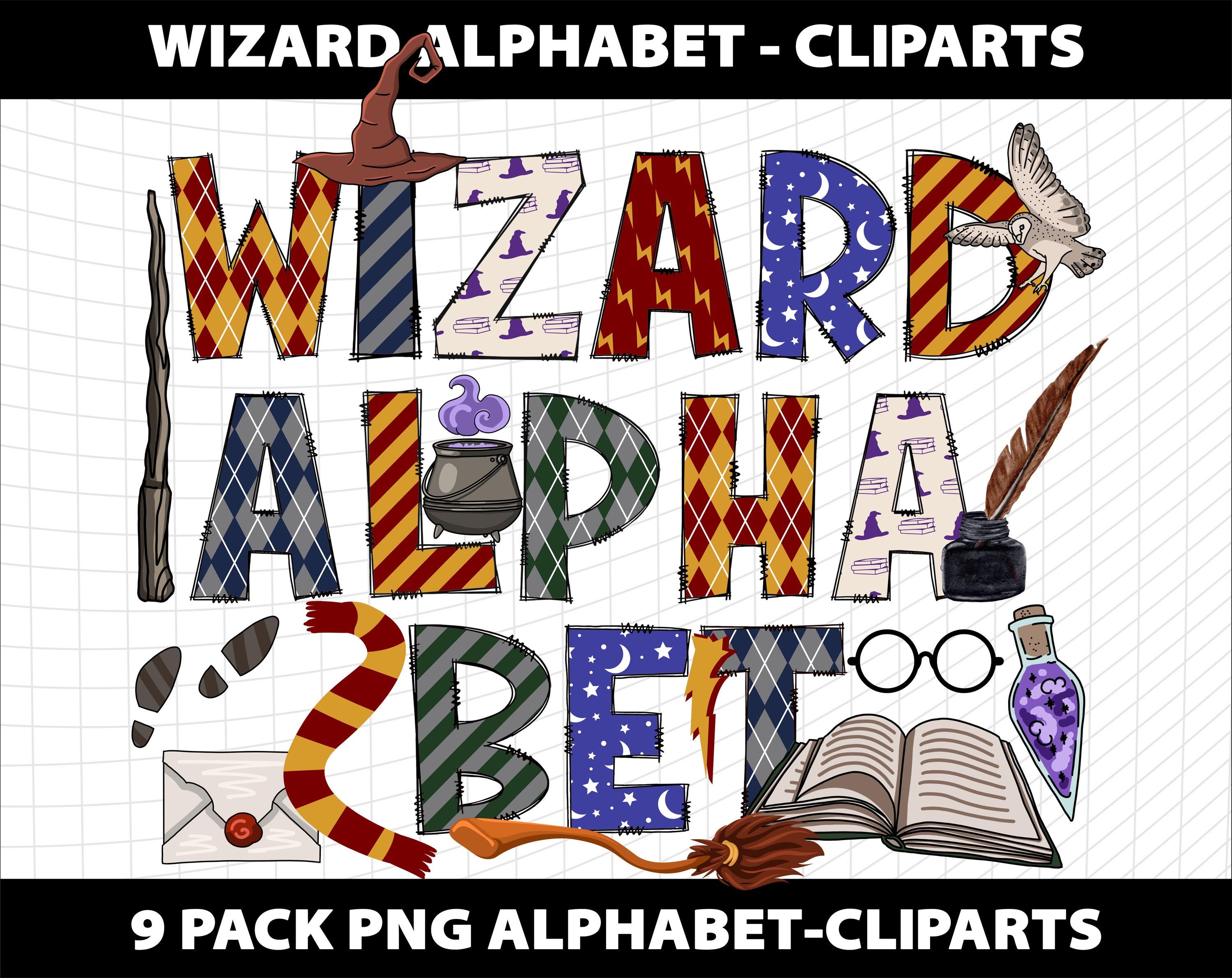 Wizard Magic School Doodle Letters Alphabet Cliparts Font Png Bundle ...