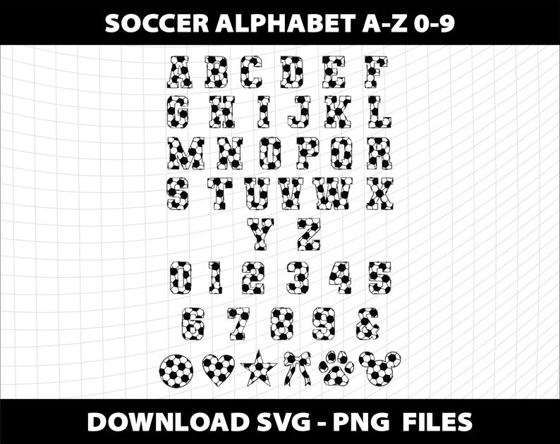 Soccer Box Letters Soccer Doodle Font Letters Alphabet Bundle: SVG, PNG, (digital Download ...