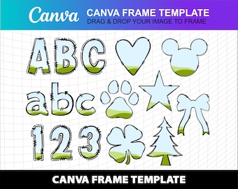 Canva Doodle Frame Alphabet Template: Photo Fill Design (Digital File)