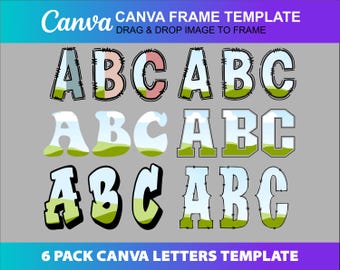 Canva Doodle Font Letters Alphabet & Numbers Bundle Photo Fill Template (Digital File)