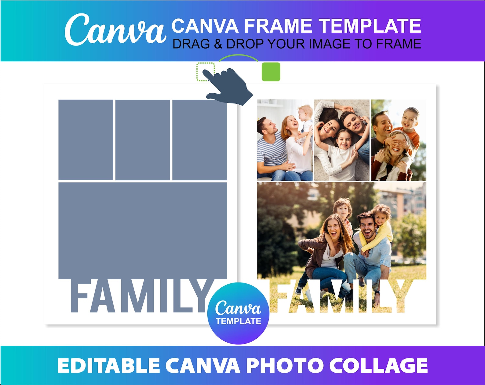 Canva Family Photo Collage Template: Editable Storyboard (digital File ...
