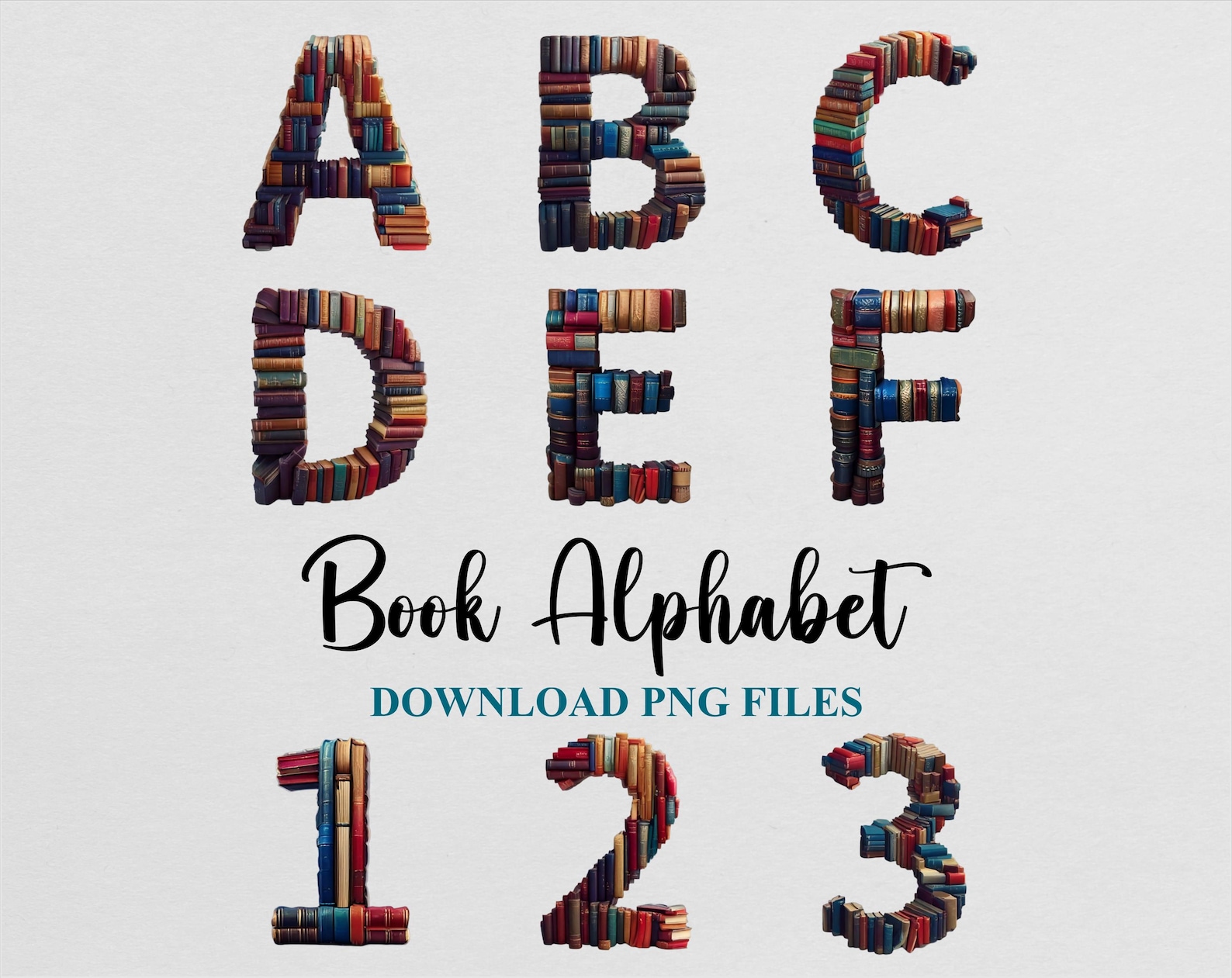 Watercolor Book Alphabet Clipart Bundle: PNG Font, Sublimation & DTF ...