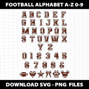 Peut inclure: Graphique num&eacute;rique pr&eacute;sentant l'alphabet et les chiffres du football de A &agrave; Z et de 0 &agrave; 9. Chaque lettre et chiffre est con&ccedil;u pour ressembler &agrave; un ballon de football. Des graphiques suppl&eacute;mentaires incluent un ballon de football, un c&oelig;ur, une &eacute;toile, un n&oelig;ud, une empreinte de patte et une t&ecirc;te de Mickey Mouse.
