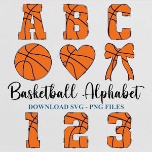 Basketball Doodle Font: SVG PNG Alphabet, Numbers, Symbols (Digital Download, Commercial Use)