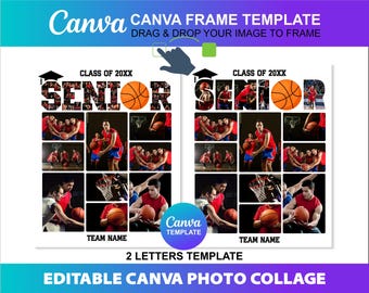 Canva Senior Basketball Photo Collage Template (Digital File)