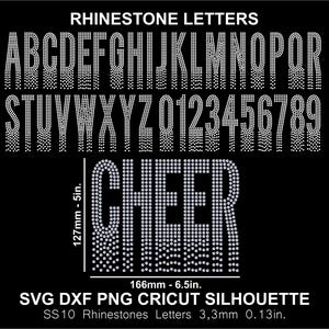 Rhinestone Alphabet Letters Scatter Cheer Font Silhouette Cricut Cutting Svg Png Dxf SS10 Template Download Digital File
