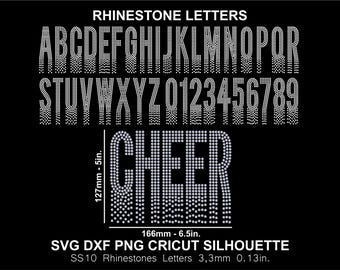 Rhinestone Alphabet Letters Font: SS10 Template (Digital Download, Cricut SVG, PNG, DXF, Silhouette Studio Files)