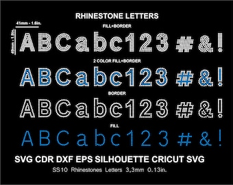 Rhinestone Alphabet Letters: Two Color Font, Cricut SVG, SS10 Template (Digital Download)