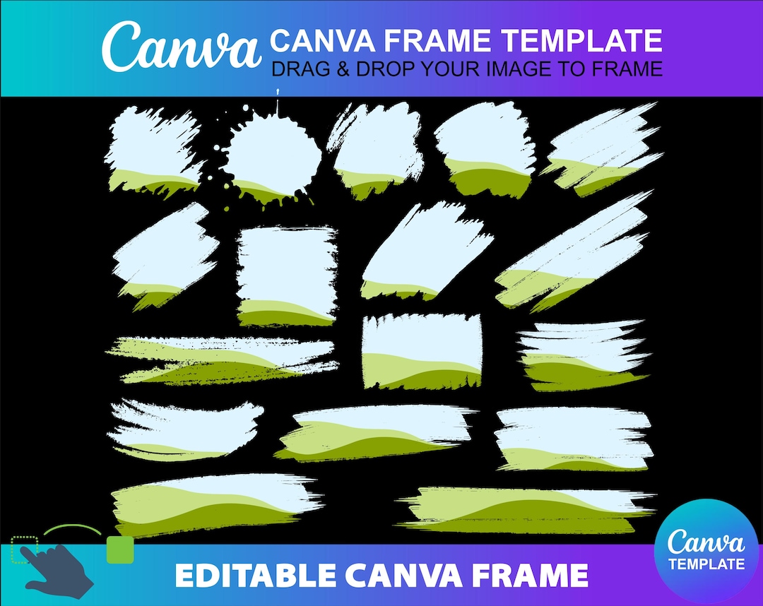 Canva Brush Stroke Design Frame Template Photo Fill Editable Printable ...