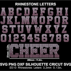 Rhinestone Alphabet Letters: Varsity Font SVG, PNG, DXF (Digital File Download
