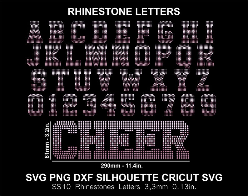Rhinestone Alphabet Letters: Varsity Font SVG, PNG, DXF (digital File ...