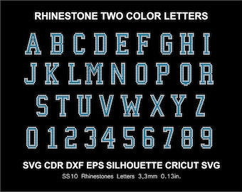 Rhinestone Alphabet Letters: Varsity Font SVG, PNG, DXF (Digital File)