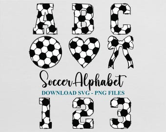 Soccer Doodle Font Letters Alphabet Bundle: SVG, PNG, (Digital Download, Commercial Use)