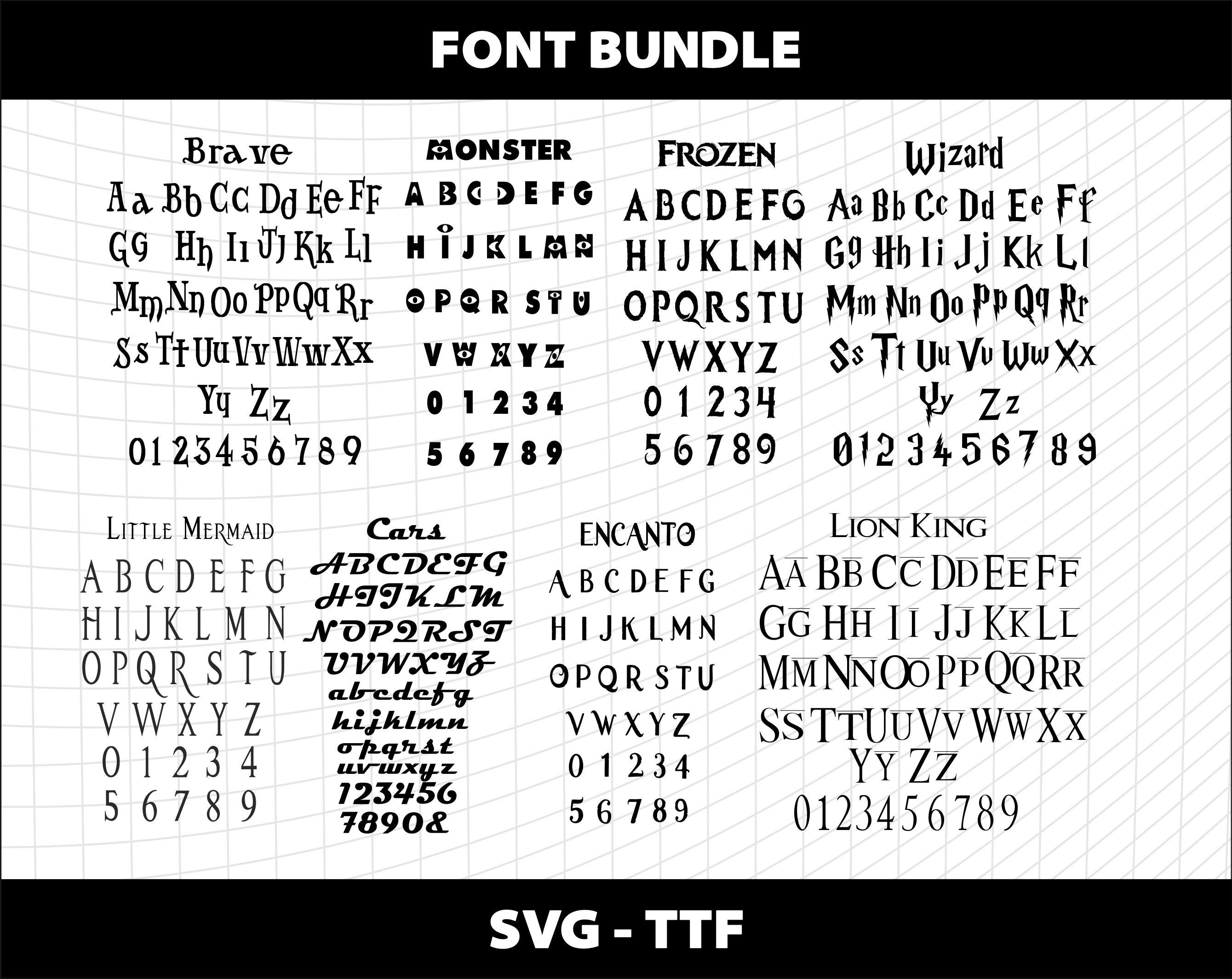 Tangled Cursive Cartoon Font Bundle SVG TTF Cricut Cutting Canva Invitation Princess ...
