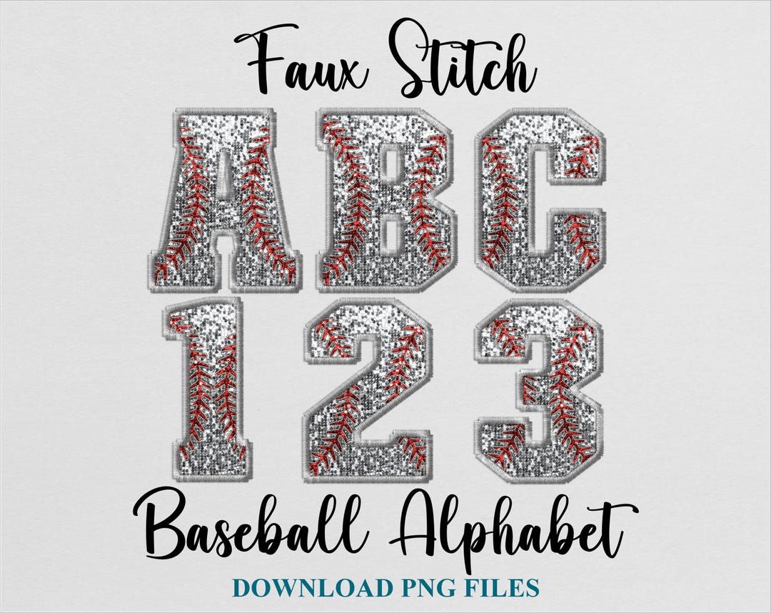Baseball Stitch PNG Alphabet: Sports Font, Varsity Letters (digital ...