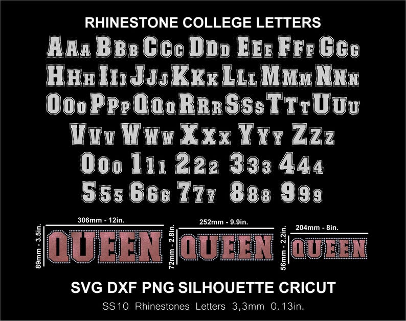 Rhinestone Vinyl HTV DTF Font Letters Alphabet College Team Silhouette ...
