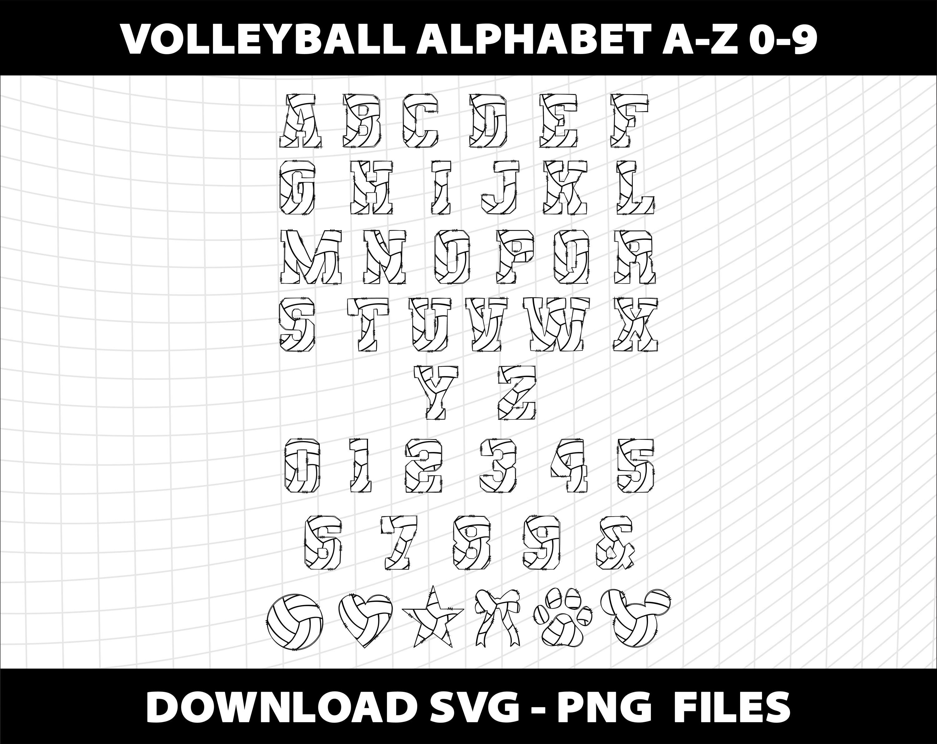 Volleyball Doodle Letters Bundle: SVG PNG Alphabet Font Template ...