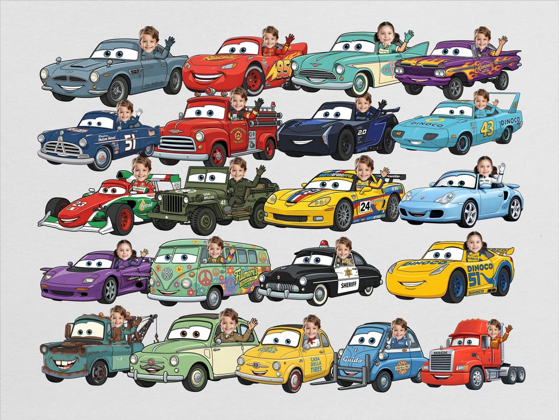 Cars Clipart Custom Add Your Face Photo PNG Canva Editable Birthday ...