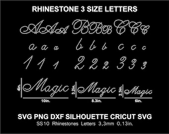 Litery alfabetu z kryształkami: Cricut, Silhouette, SVG, PNG, DXF (plik cyfrowy do pobrania)