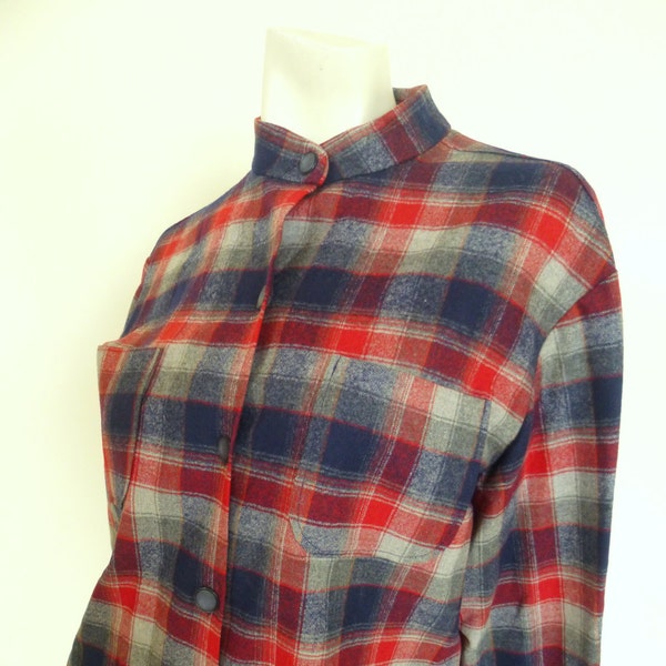 Vintage 50s Plaid Shirt ,Plaid Jacket Womens ,1950's Wool Shirt, Pendleton Shirt ,Large Stadium Plaid Shirt Womens Tartan Shirt  1940s Plaid