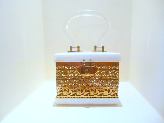 Vintage Lucite Purse, Dorset Rex Purse, 1950s Box