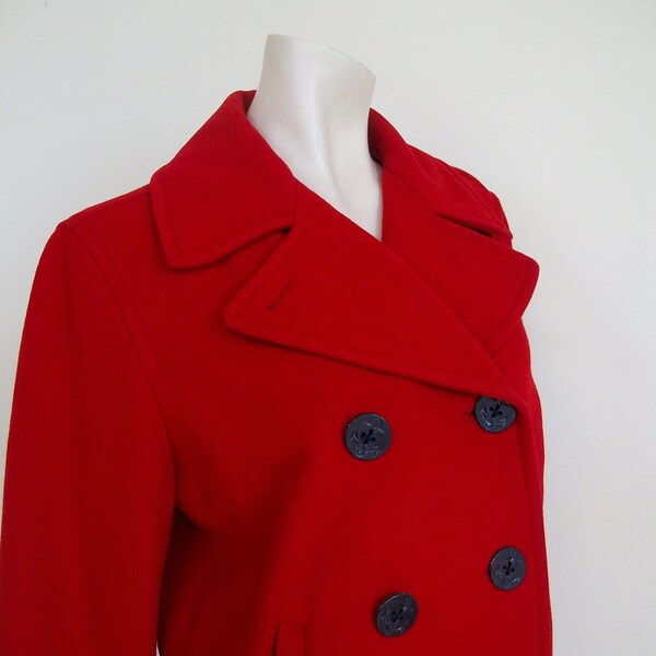 Vintage Pea Coat Red Abercrombie and Fitch Wool Coat