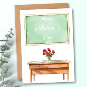 Afdrukbare Valentijnsdagkaart voor leraar, digitale valentijnskaart voor leraar, valentijnsdag in de klas, downloadbare valentijnskaart van student