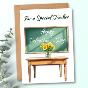 Afdrukbare Valentijnsdagkaart voor leraar, digitale valentijnskaart voor leraar, valentijnsdag in de klas, downloadbare valentijnskaart van student
