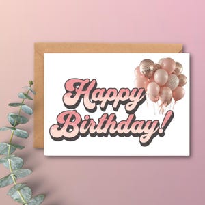 Carte de joyeux anniversaire imprimable Carte d'anniversaire rétro pour elle Carte d'anniversaire simple Téléchargement numérique Téléchargement instantané Carte d'anniversaire générique Impression